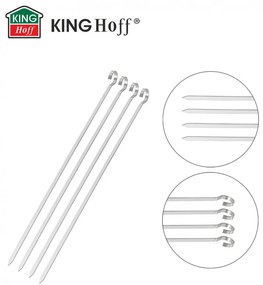 Σετ από 4 χαλύβδινα σουβλάκια Kinghoff KH 1914, 36 cm, Αιχμηρή άκρη, Λαβή με καμπύλη, Inox