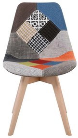 Καρέκλα MARTIN PP, Ύφασμα Patchwork (Ξύλινο πόδι) 49x57x82cm (Σετ 4 ΤΕΜ)