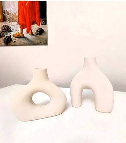 Stewehome Σετ διακοσμητικών κεραμικών βάζων 2 τεμαχίων μοντέρνου στυλ Μπεζ