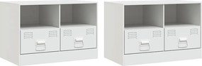 vidaXL Έπιπλα Τηλεόρασης 2 τεμ. Λευκό 67 x 39 x 44 εκ. από Χάλυβα