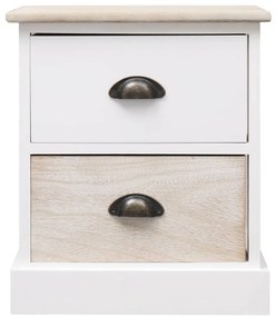 vidaXL Κομοδίνα 2 τεμ. Λευκό / Φυσικό 38x28x45 εκ. από Ξύλο Παυλώνιας