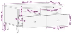 Τραπεζάκι Σαλονιού 80 x 54 x 40 εκ. από Μασίφ Ξύλο Μάνγκο - Μαύρο