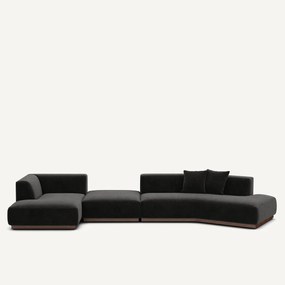 Γωνιακός καναπές XL αριστερής γωνίας με βελούδινο ζακάρ ύφασμα, Jacopo