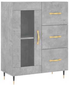 vidaXL Ντουλάπι Γκρι Σκυροδέματος 69,5x34x180 εκ. Επεξεργασμένο Ξύλο
