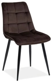 80-1610 Επενδυμένη καρέκλα ύφασμιμι Chic 50x43x88 μαύρο/καφέ βελούδο DIOMMI CHICVCBR, 1 Τεμάχιο