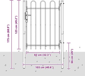 vidaXL Πύλη Φράχτη με κλειδαριά Boxtel Γκρι 103 x 175 cm