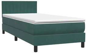 vidaXL Box Spring Κρεβάτι με στρώμα Σκούρο πράσινο 80x210 cm Velvet