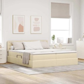 vidaXL Κρεβάτι Αποθήκης με στρώμα Κρέμ 200 x 200 cm Τεχνητό Δέρμα
