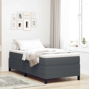 vidaXL Κρεβάτι Σκελετός Σκούρο Γκρι 90x190 εκ Καπιτονέ Υφασμα
