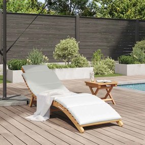 vidaXL Ξαπλώστρα Κρεμ λευκό 188 x 55 x 59 εκ. Μασίφ ξύλο teak