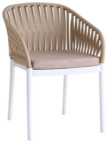 EMERY Πολυθρόνα Βεράντας-Κήπου PP-UV Sand Beige-Άσπρο, Μαξιλάρι Μπεζ (KD) 56x59x80cm