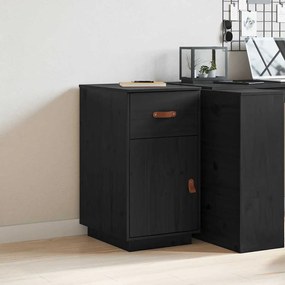 vidaXL Ντουλάπι Γραφείου Μαύρο 40 x 50 x 75 εκ. Μασίφ Ξύλο Πεύκου