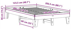 ΣΚΕΛΕΤΟΣ ΚΡΕΒΑΤΙΟΥ ΧΩΡΙΣ ΣΤΡΩΜΑ 120X200 ΕΚ ΜΑΣΙΦ ΞΥΛΟ ΠΕΥΚΟΥ 855358