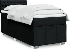 vidaXL Κρεβάτι Boxspring με Στρώμα Μαύρο 100 x 200 εκ. Υφασμάτινο