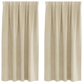 vidaXL Κουρτίνες με κουρτίνες 2 pcs Κρεμ 140 x 175 cm Βελούδο