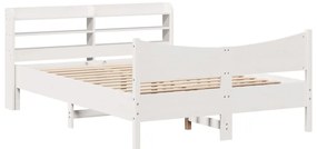 vidaXL Πλαίσιο Κρεβατιού με Κεφαλάρι Λευκό 140 x 190 εκ. Μασίφ Πεύκο