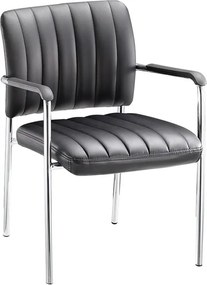 DENIM Πολυθρόνα Γραφείου Επισκέπτη Χρώμιο, Pu Μαύρο   5τμχ