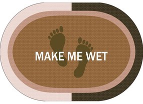 Πατάκι Μπάνιου Oval Αντιολισθητικό Make Me Wet Beige DimCol 50X70 Πολυέστερ