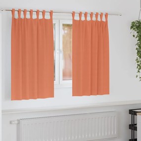 vidaXL Κουρτίνες Μαύρης Ύφανσης με Δαχτυλίδια 2 pcs Τερακότα