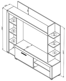 Κέντρο Ψυχαγωγίας - Σύνθεση Rubi Artisan - Μαύρο 172x33x157 εκ.