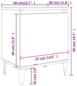 ΚΟΜΟΔΙΝΑ 2 ΤΕΜ. ΜΑΥΡΑ 40 X 30 X 50 ΕΚ. ΜΕ ΜΕΤΑΛΛΙΚΑ ΠΟΔΙΑ 805836