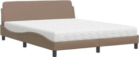 vidaXL Κρεβάτι με Στρώμα Dover Καπουτσίνο 160x200εκ.από Συνθ.Δέρμα