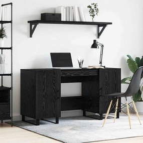 vidaXL Γραφείο με ράφι Μαύρη δρυς 140 x 50 x 75 εκ. Επεξεργασμένο ξύλο
