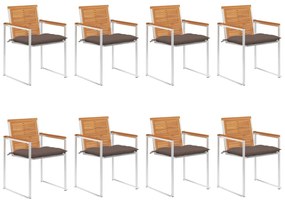 vidaXL Καρέκλες Κήπου 8 τεμ. από Μασίφ Ξύλο Ακακίας με Μαξιλάρια