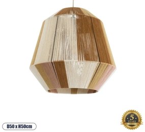 Boho Κρεμαστό Φωτιστικό Οροφής Μονόφωτο 02187 GloboStar-2187-Μπεζ 2187