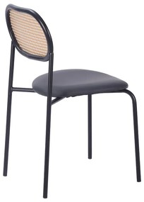 Καρέκλα James pakoworld pe rattan μπεζ-pu μαύρο-μέταλλο φυσικό - Πολυπροπυλένιο - 058-000055