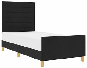 vidaXL Σκελετός Κρεβατιού με κεφαλάρι Μαύρο 100 x 200 cm ύφασμα