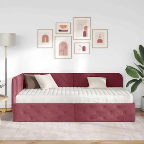 vidaXL Κρεβάτι Γωνίας Κόκκινο 90 x 190 cm ύφασμα