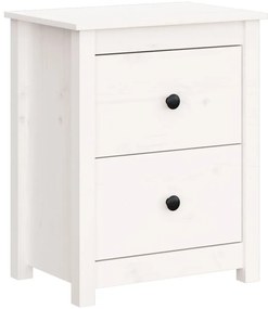 vidaXL Κομοδίνα 2 τεμ. Λευκά 50 x 35 x 61,5 εκ. από Μασίφ Ξύλο Πεύκου