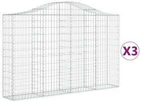 Συρματοκιβώτια Τοξωτά 3 τεμ. 200x30x120/140 εκ. Γαλβαν. Ατσάλι - Ασήμι