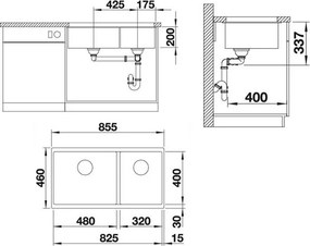 Blanco Subline 480/320-u - Υποκαθήμενος Νεροχύτης Κουζίνας Γρανίτη 85,5x40 - White