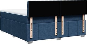 vidaXL Κρεβάτι Boxspring με Στρώμα Μπλε 200x200 εκ. Υφασμάτινο