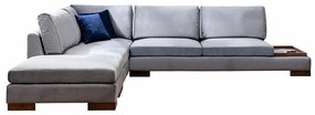 Γωνιακός καναπές PWF-0520 δεξιά γωνία βελούδο γκρι-καρυδί 313x193x80εκ Υλικό: FABRIC - WOOD 071-001179