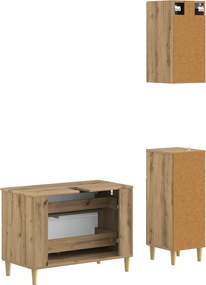 vidaXL Σετ ντουλαπιών μπάνιου 3 τεμαχίων ARNHEM Artisan Δρυς