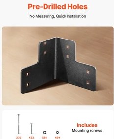 VEVOR 8pcs Workbench Corner Brackets Kit 6.5 x 6.5 x 6.5 in/165 x 165 x 165 mm