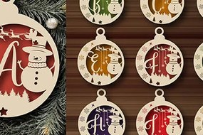 Σετ των 2 Intra απο ξύλο plywood 3mm-4mm πάχος Χριστουγεννιάτικα A-Z Latter Cut  Δίασταση 20x30 cm INTRAFABR-109383526