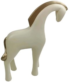 Διακοσμητικό Άλογο Jasper 029671 19x6x23cm Beige-Gold Πολυρεσίνη