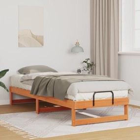 vidaXL Κρεβάτι με λαβές μεταφοράς Καφέ 80 x 200 cm Μασίφ ξύλο πεύκου