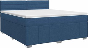 vidaXL Κρεβάτι box spring με στρώμα Μπλε 160 x 200 cm Ύφασμα