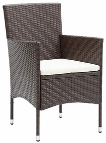 vidaXL Σέτ φαγητού για κήπο με μαξιλάρι 5 pcs Καφέ Πολυ ράταν