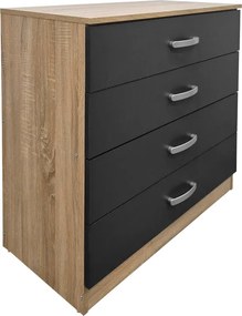 Συρταριέρα Athos pakoworld σε sonoma-ανθρακί απόχρωση 80x40x79εκ