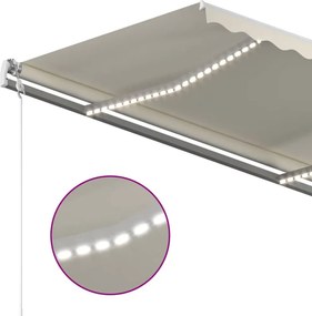 vidaXL Ηλεκτρική τέντα με LED και αισθητήρα 4 x 3,5 m Κρεμ