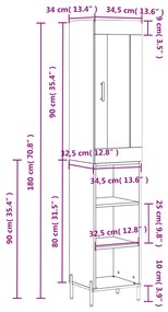 Μπουφές Sonoma Γκρι 34,5 x 34 x 180 εκ. από Επεξεργασμένο Ξύλο - Γκρι