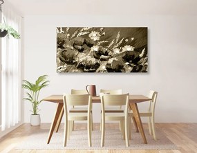 Εικόνα παπαρούνες σε ένα χωράφι σε σέπια - 100x50
