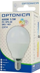 OPTONICA LED λάμπα G45 1401, 5.5W, 6000K, E14, 450lm