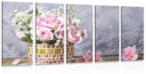 5 μέρη εικόνα λουλούδια γαρύφαλλο σε γλάστρα με μωσαϊκό